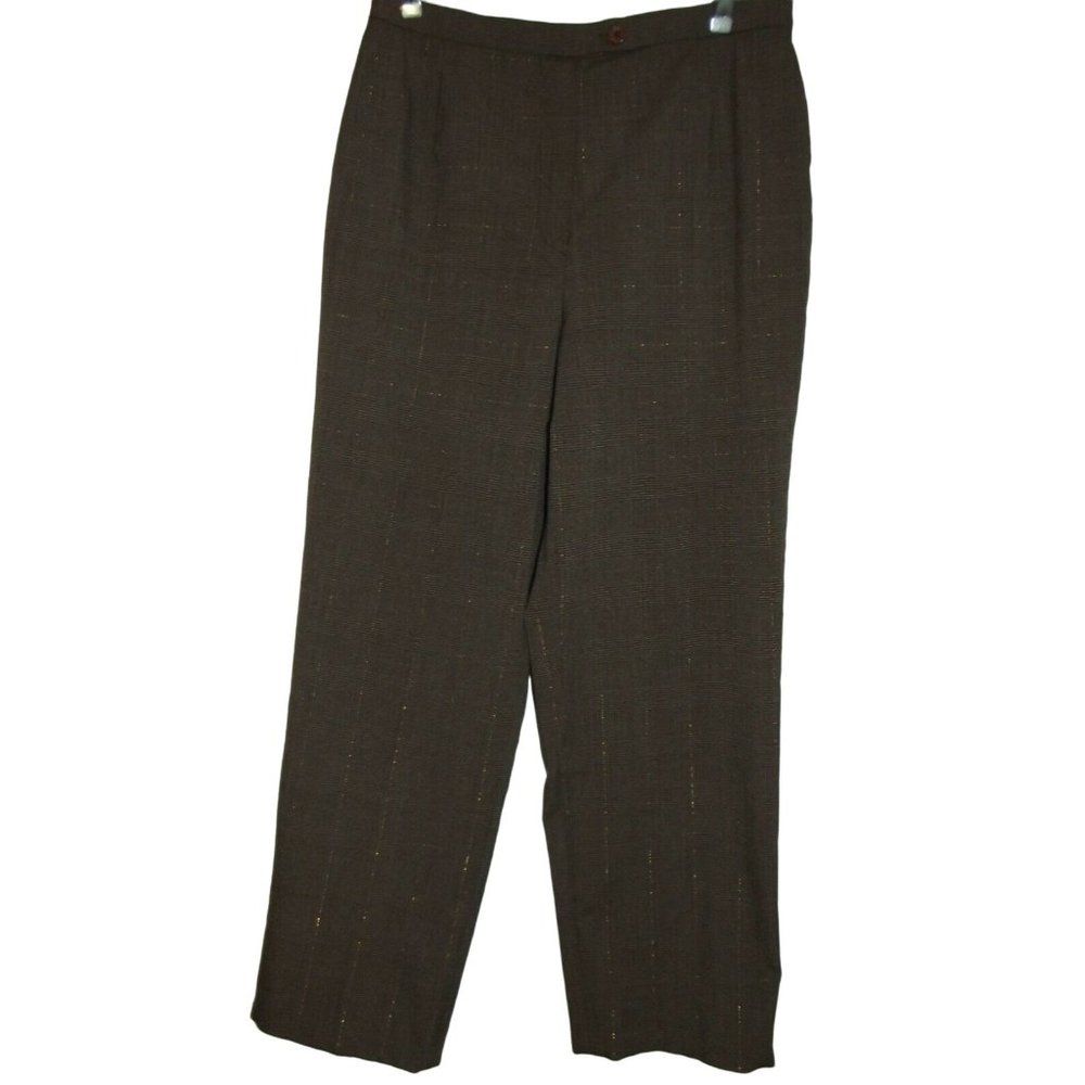 Worthington 8P x 28Brown Plaid High Classic Rise Ankle Dress Pants 8S 8 petite s